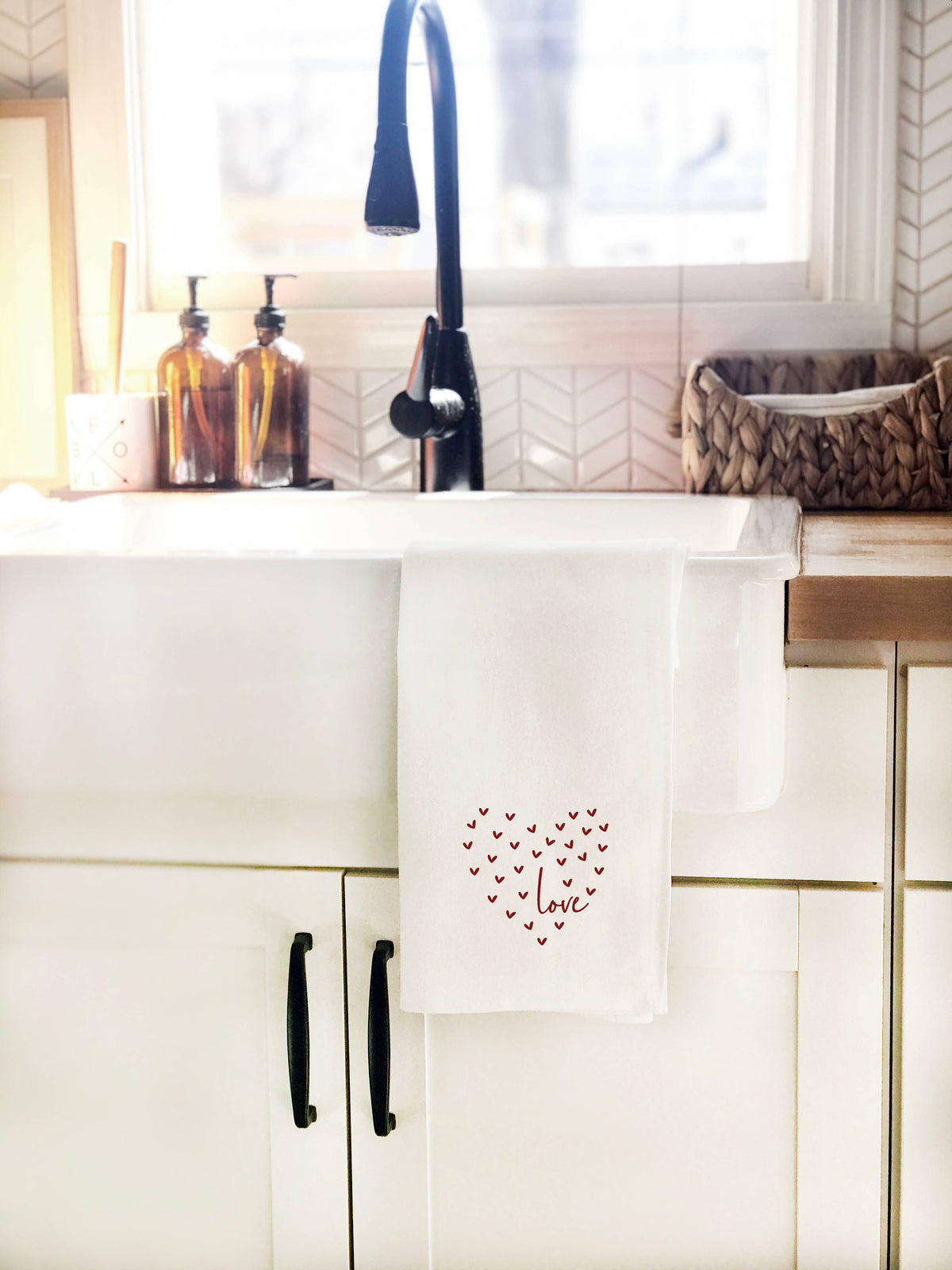 Valentines Day Tea Towel, Hearts & Love