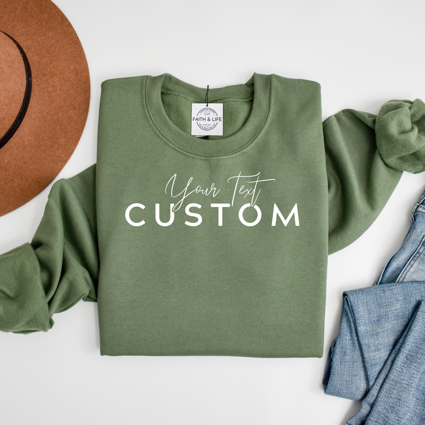 Custom Brighton NY Sweatshirt: Large…Heather Navy