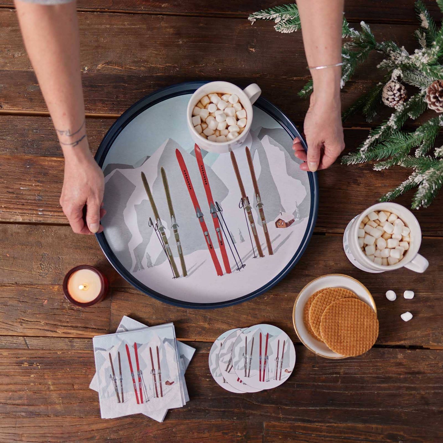 NORDIC SKI Round Coasters, Set of 4