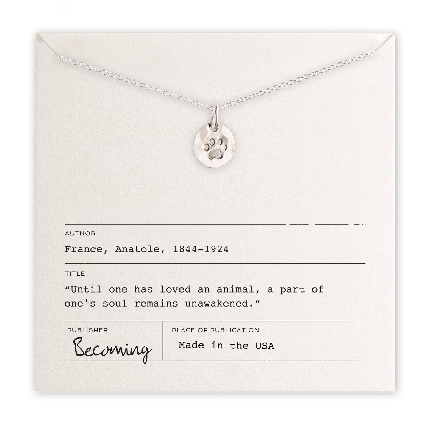 Paw Print Necklace: Sterling Silver