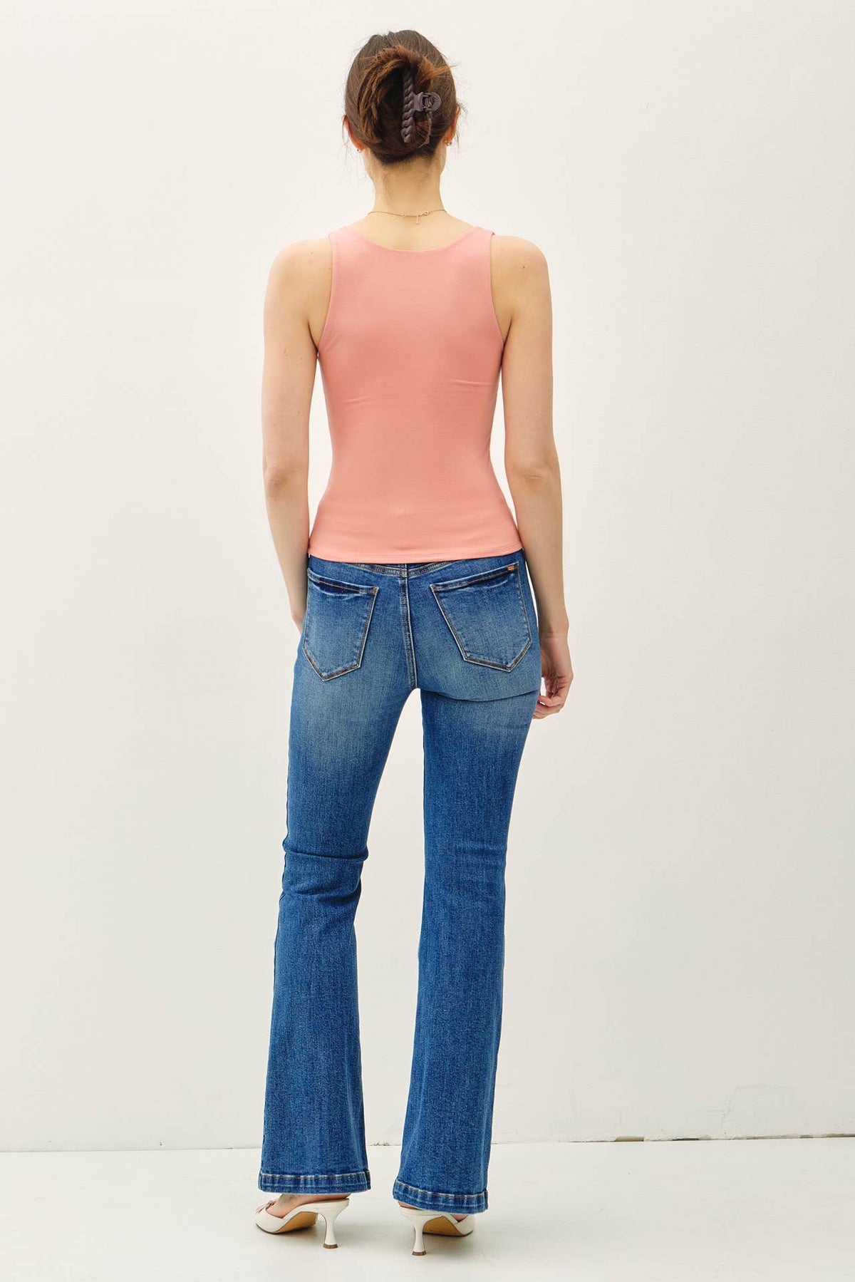 BASIC FULL LENGTH V-NECK TANK:White / M