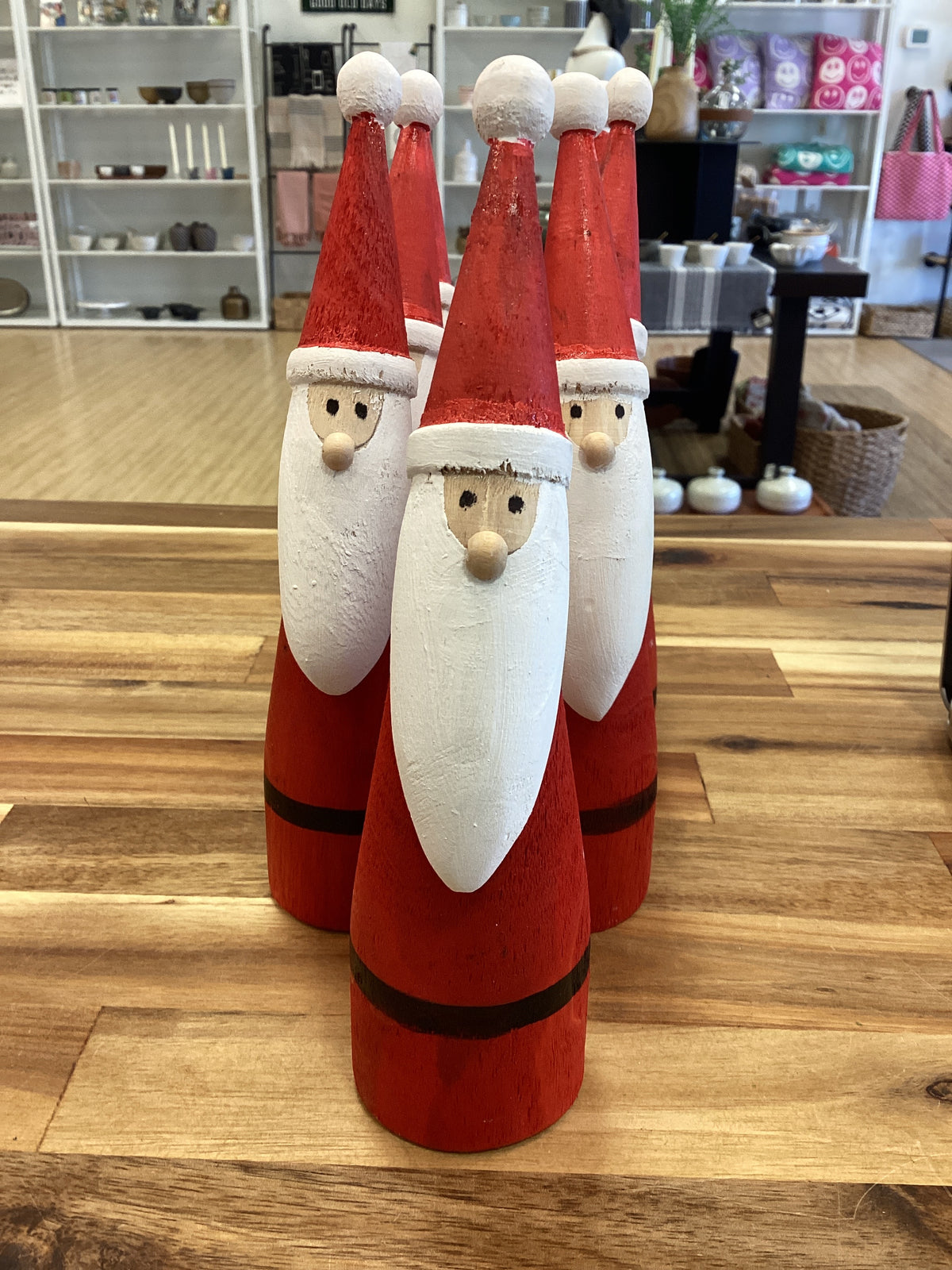8” wood red Santa