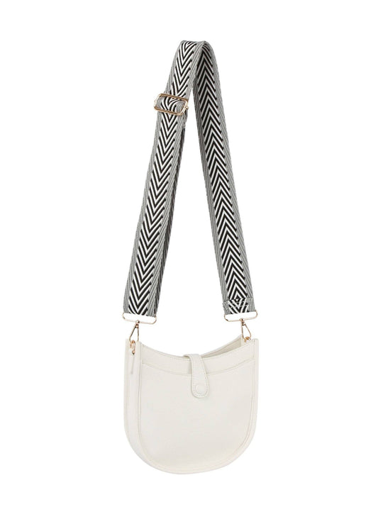 Guitar strap crossbody bag: White
