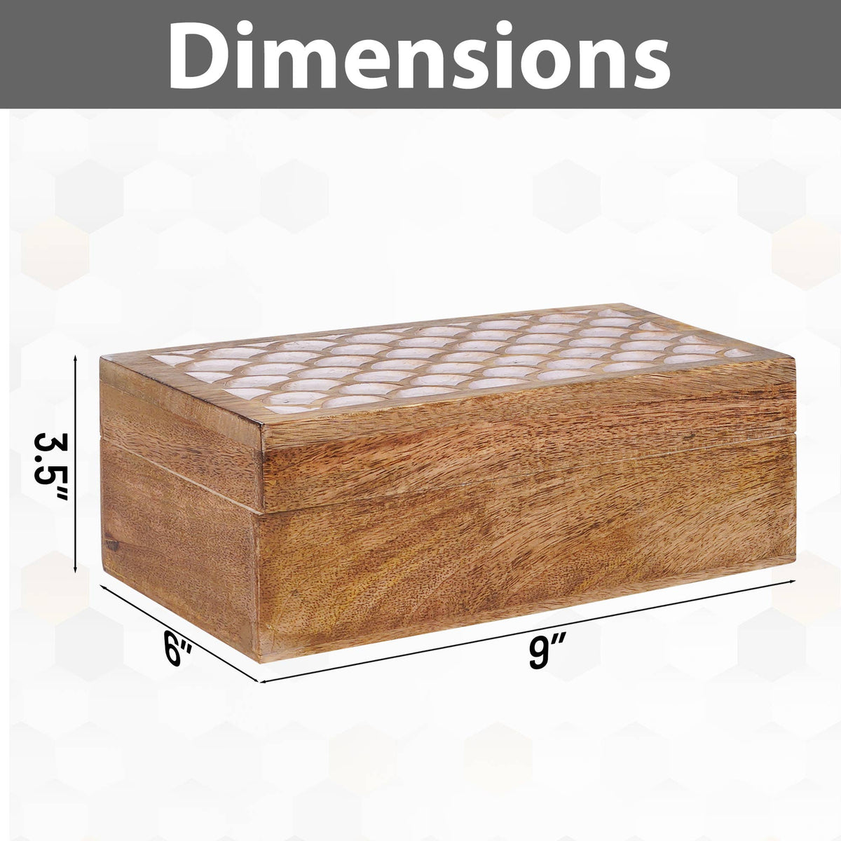 Carved Scallop Boxes in Medium Burnt/White: Medium- 7.5” x 4.5” x 3”