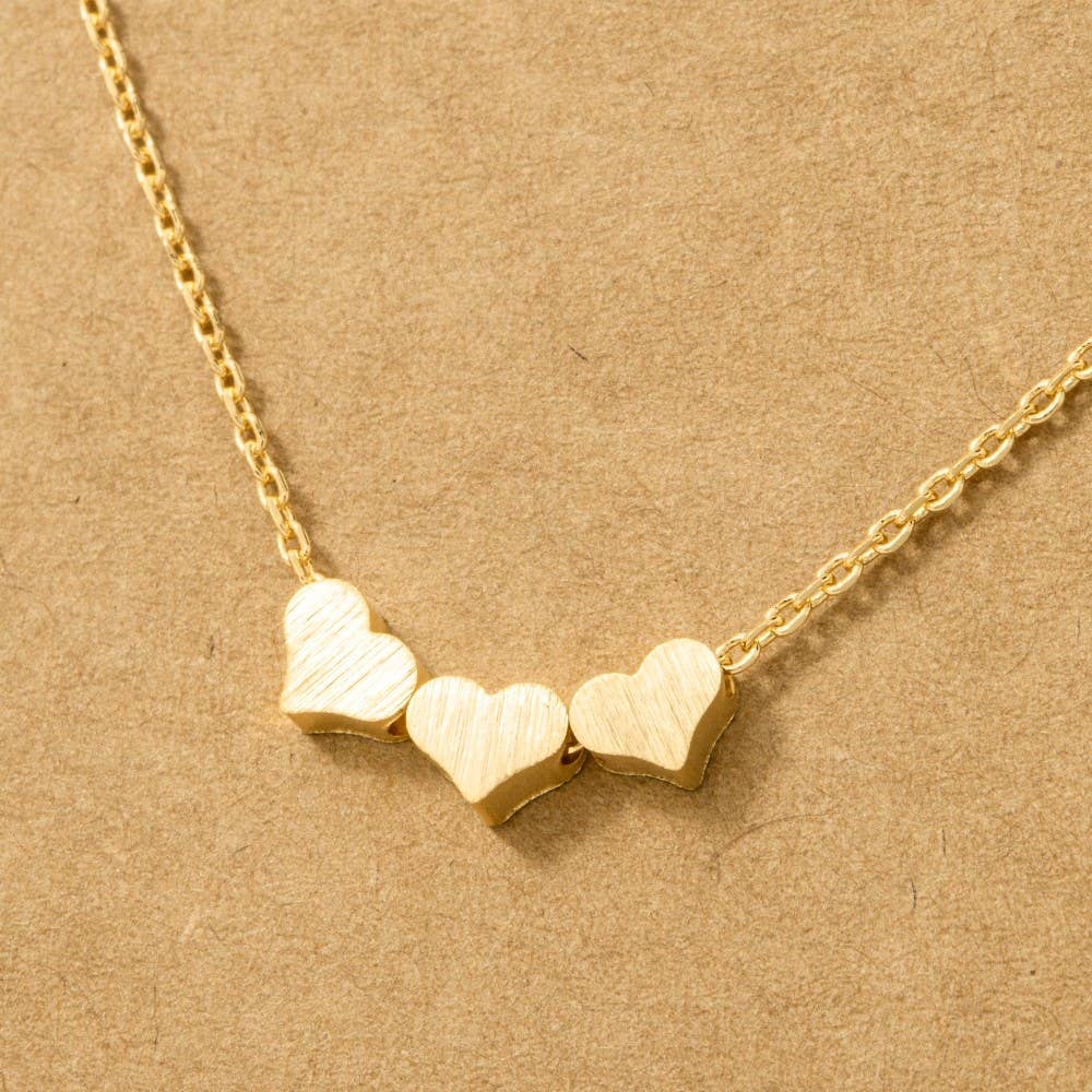 Three Dainty Hearts Necklace: Silver