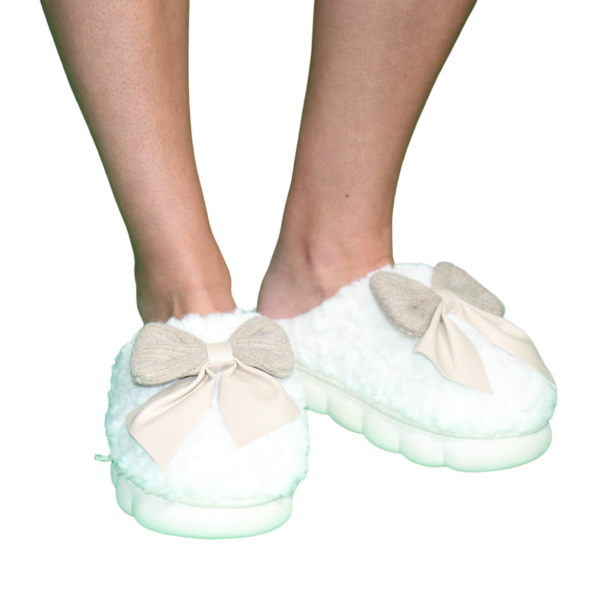 Christa CozyCream Bow Slippers: Medium