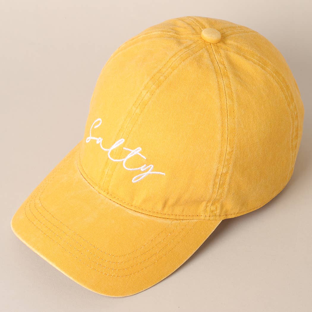 Salty Lettering Embroidery Baseball Cap: One Size / MINT