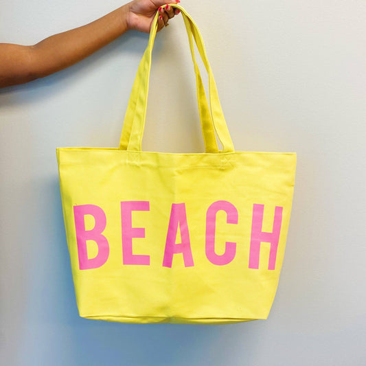 Well Made Beach Canvas Tote: Yellow