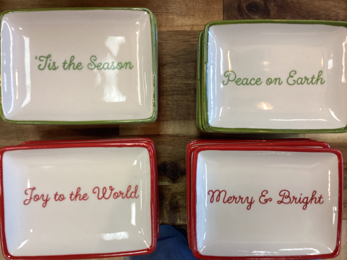 Small rectangle dish with holiday phrases