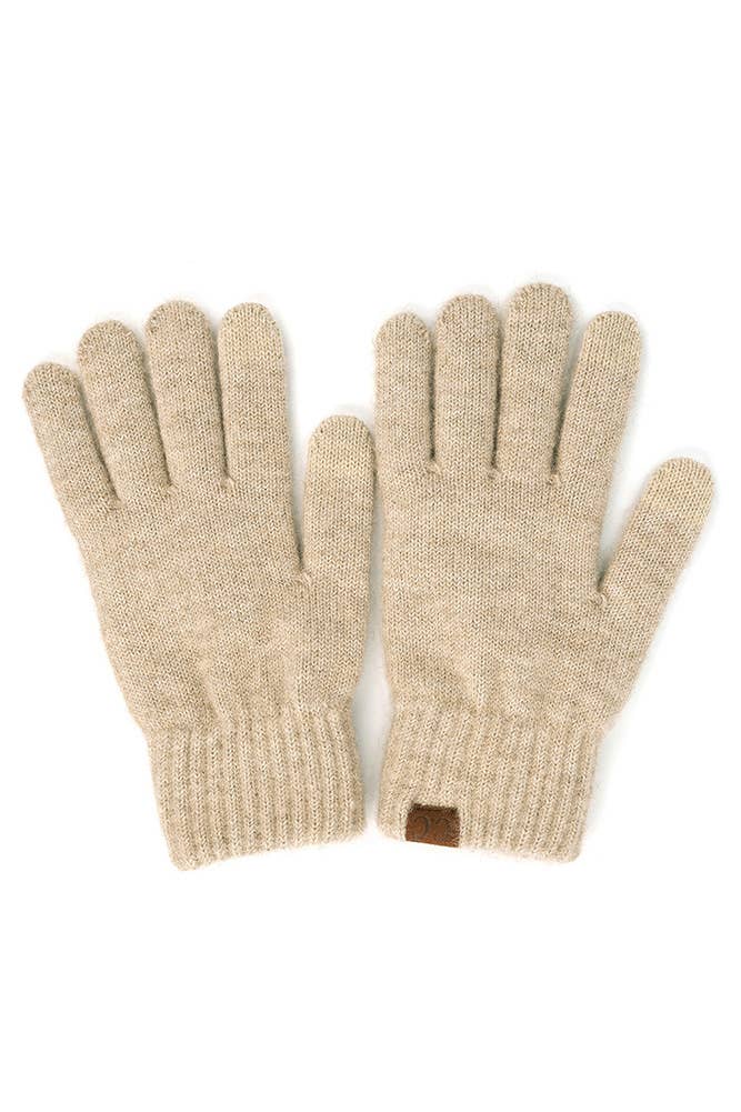 C.C Heather Knit Plain Gloves: Black