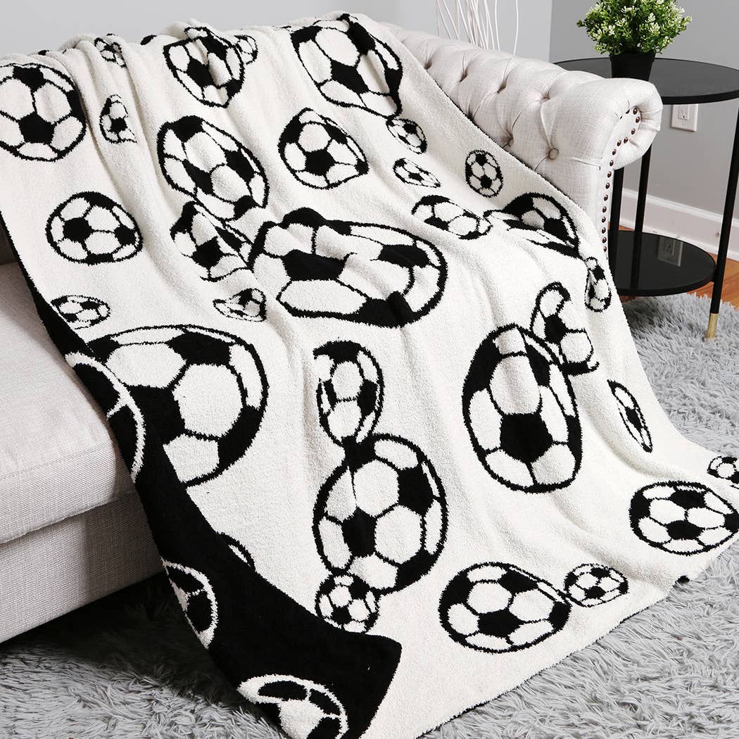 Soccer Ball Throw Blanket: Black