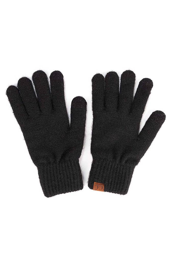 C.C Heather Knit Plain Gloves: Light Melange Gray