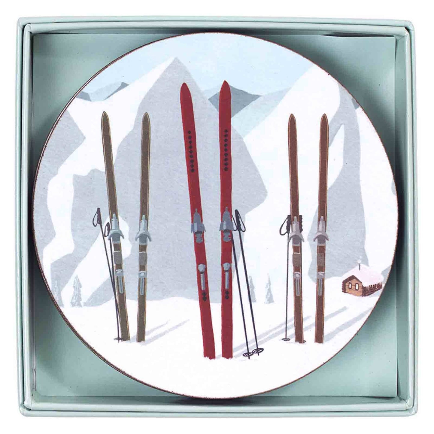 NORDIC SKI Round Coasters, Set of 4