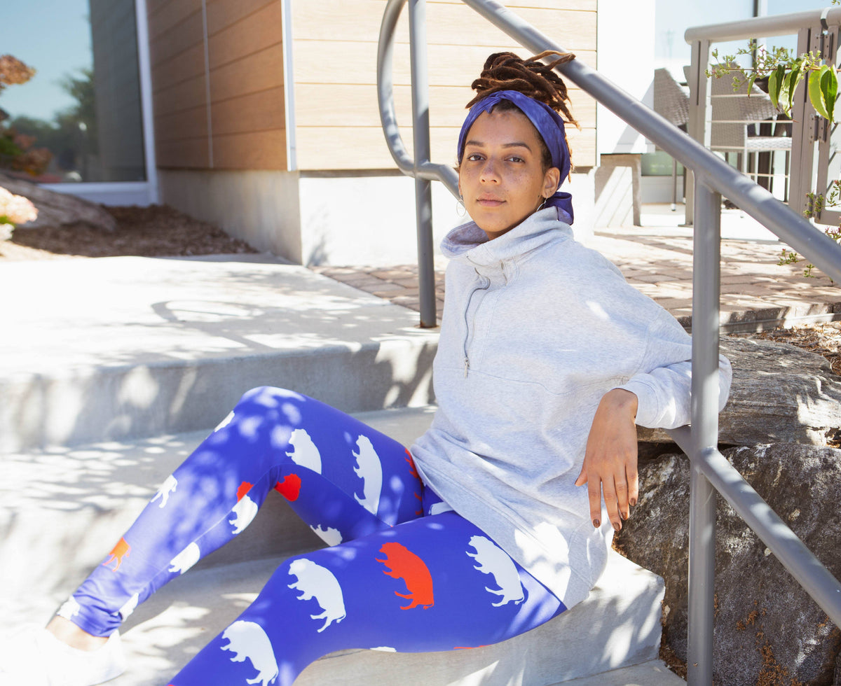 Cozy Adult Red and Blue Buffalo Leggings: Size 0 (Women's XS)