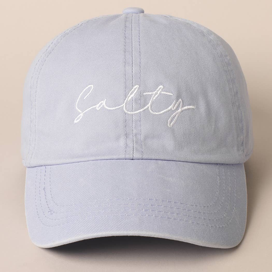 Salty Lettering Embroidery Baseball Cap: One Size / MINT
