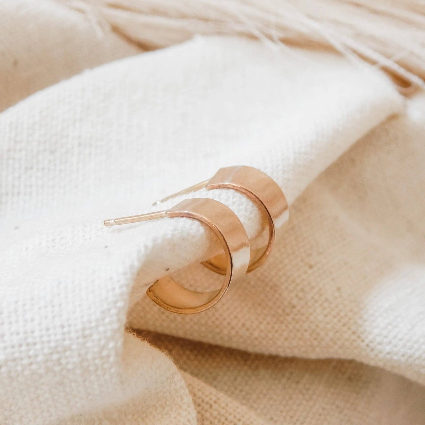 Thick Huggie Hoop Earrings | 14k Gold Fill & Sterling Silver: Gold