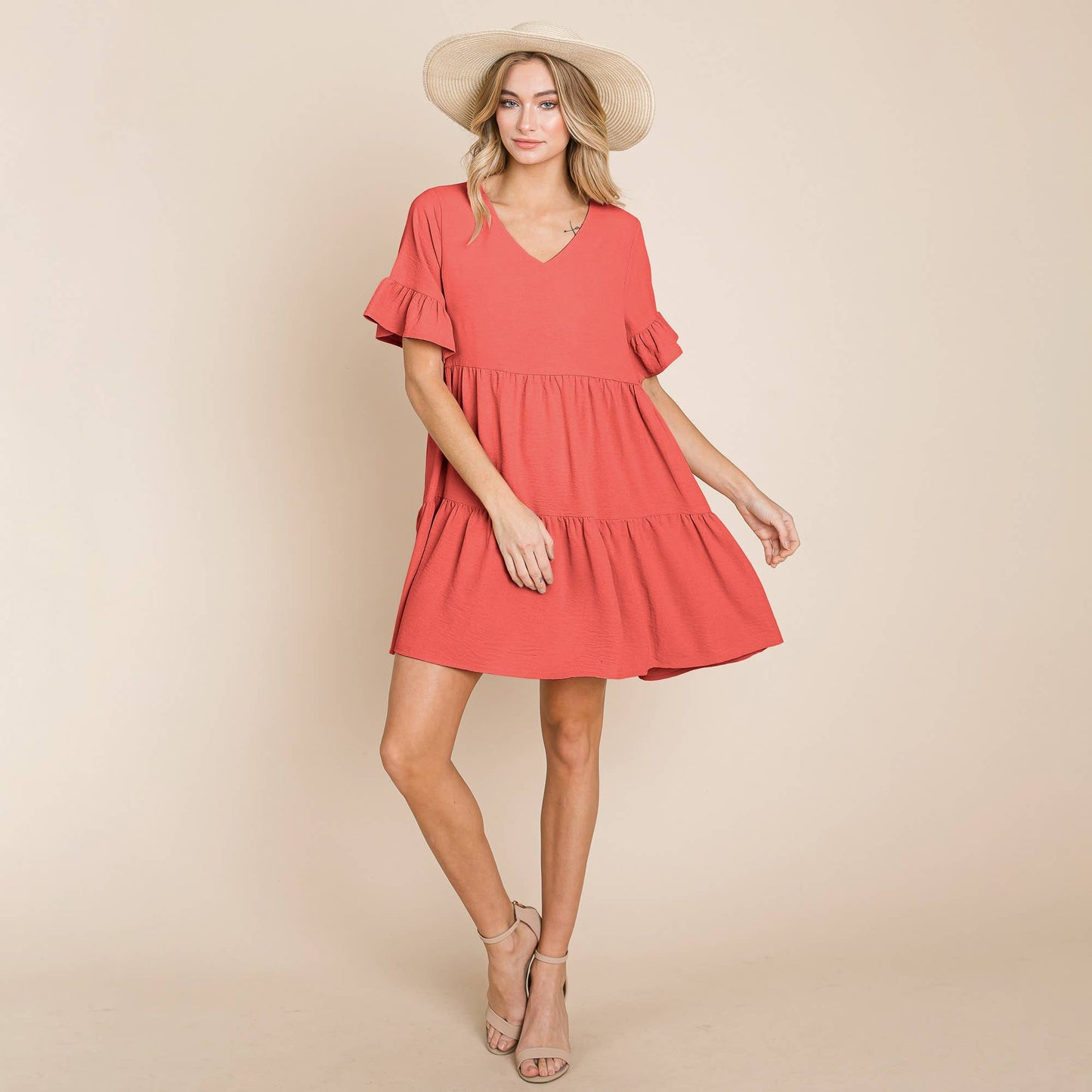 Layered Pleated Flutter Ruffle Sleeve  Tiered Dress: Black / Large 12-14