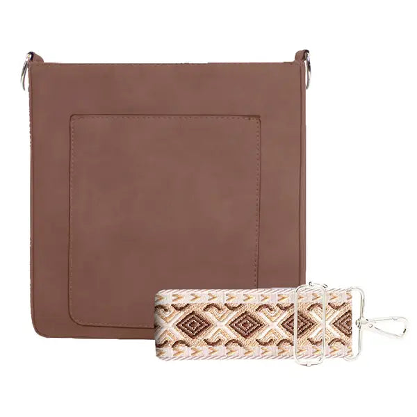 ASHLEY SUEDE VEGAN LEATHER CROSSBODY: CAMEL 2