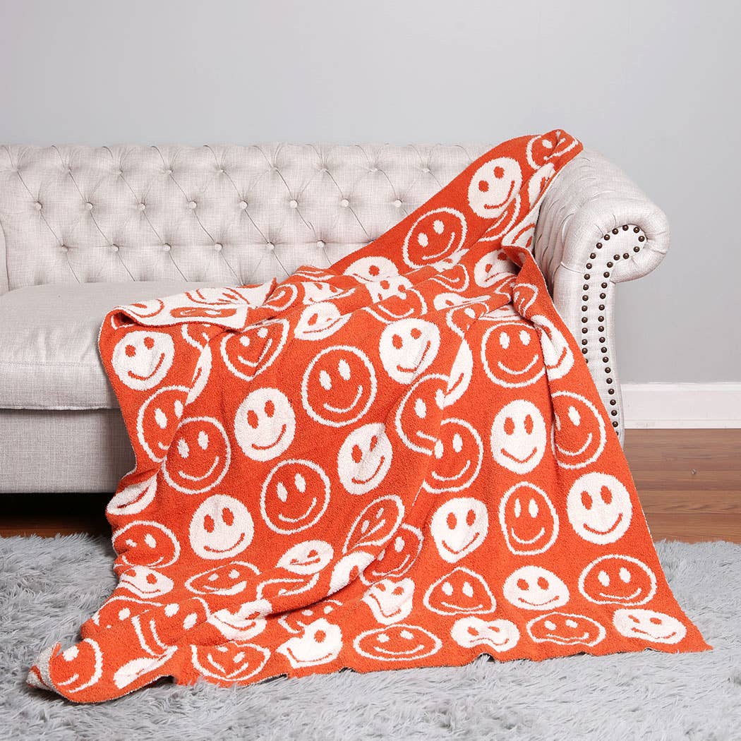 Happy Face Throw Blanket…light pink