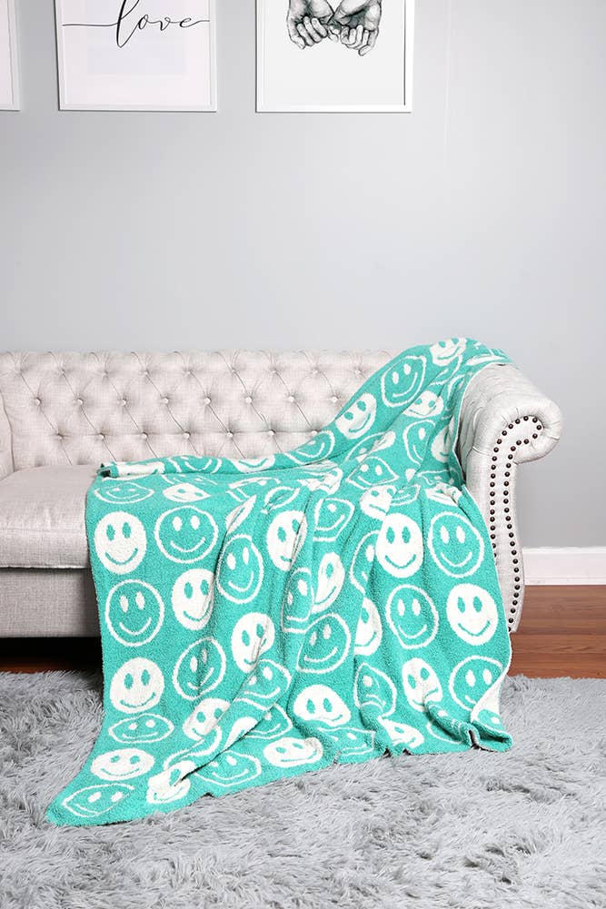 Happy Face Throw Blanket: Yellow
