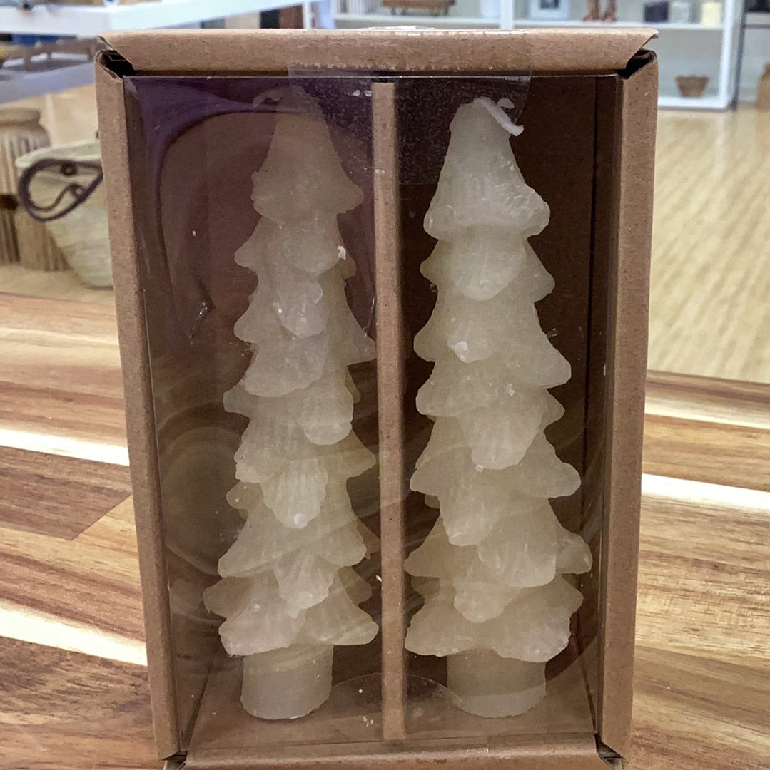 Unscented tree shaped taper candle…set of 2…cream color
