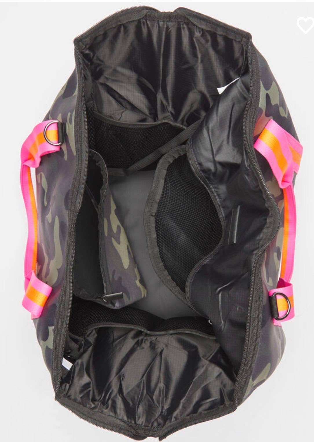 The Cassie Neoprene Weekender Camo W/pink Straps