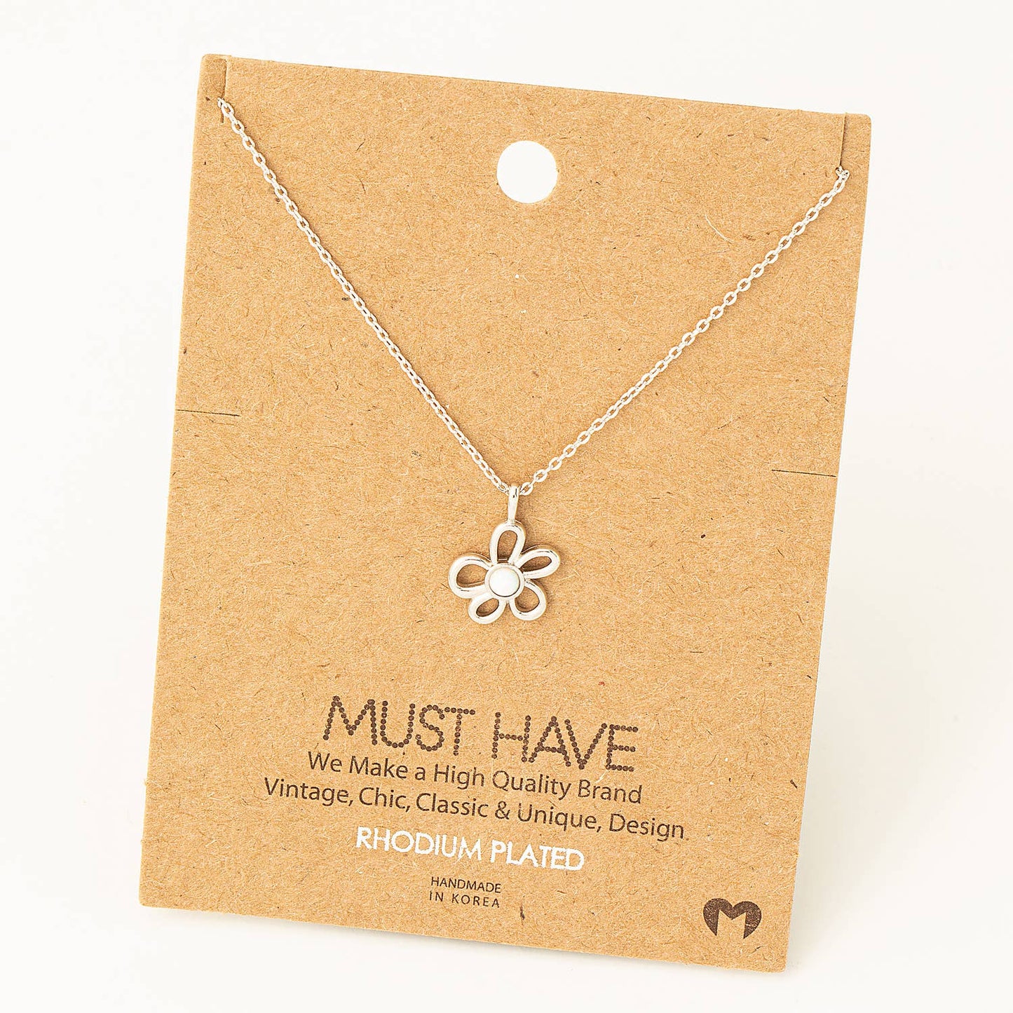 Flower Cutout Necklace: Silver