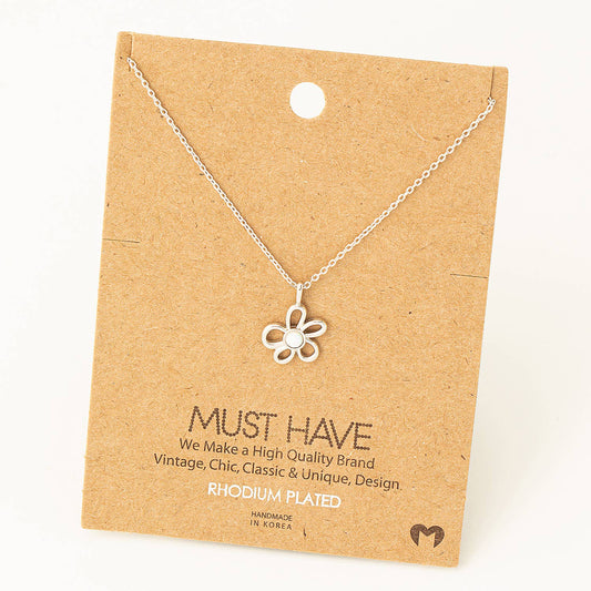 Flower Cutout Necklace: Silver