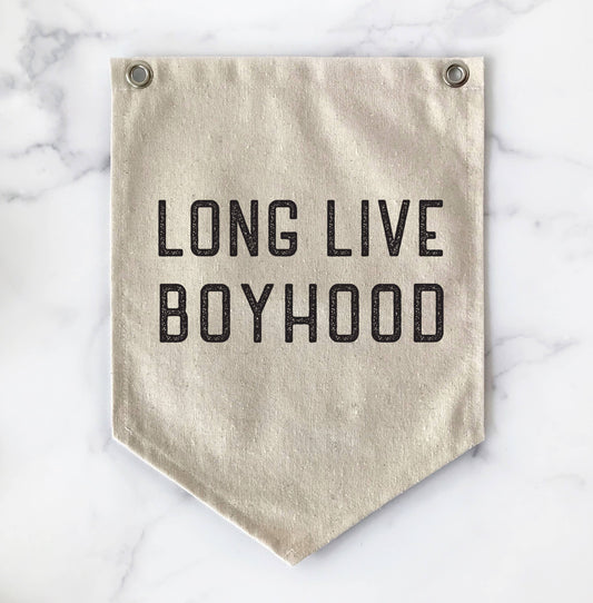 Long Live Boyhood Canvas Banner Pennant Flag Nursery Sign
