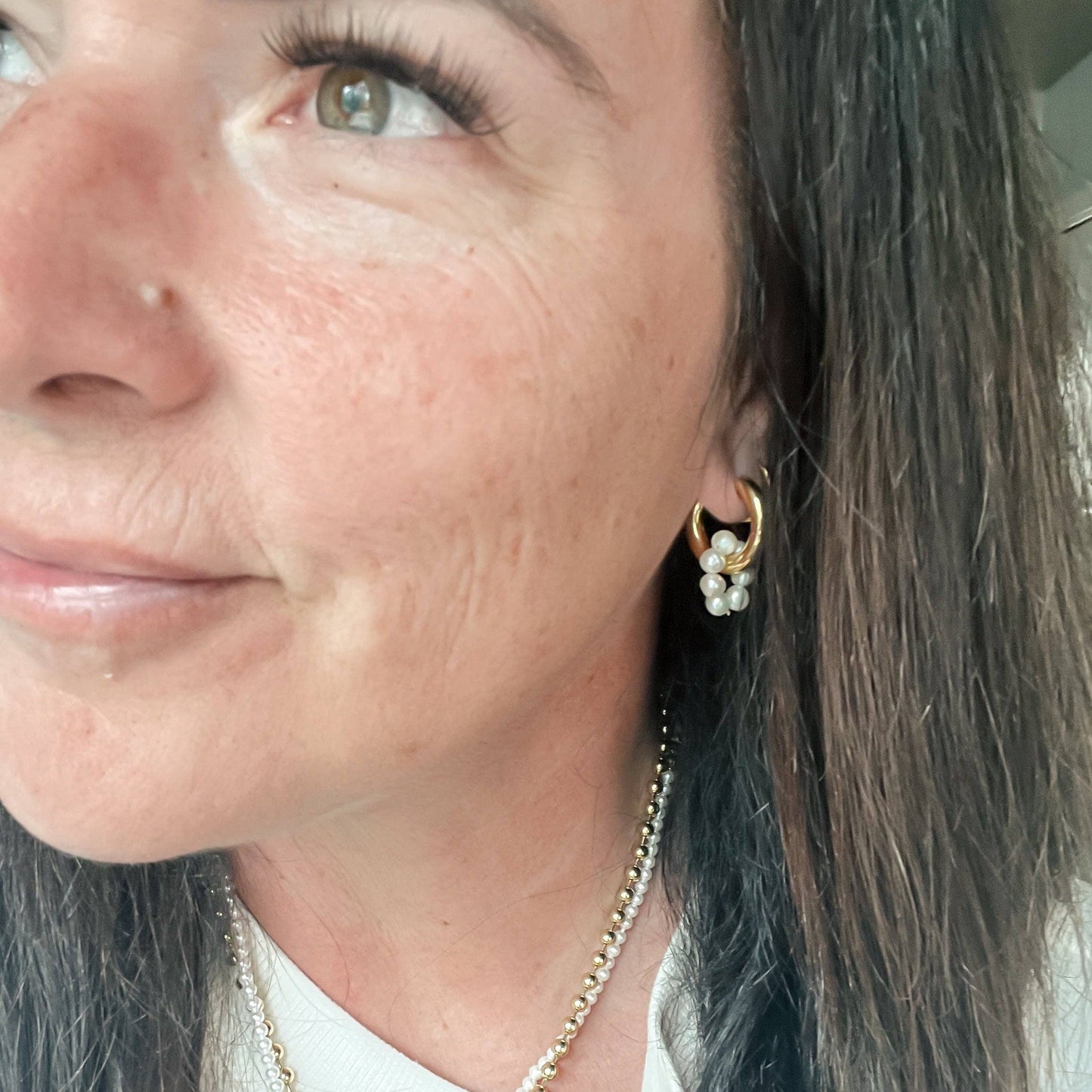 Pearls & Gold Hoop Earrings