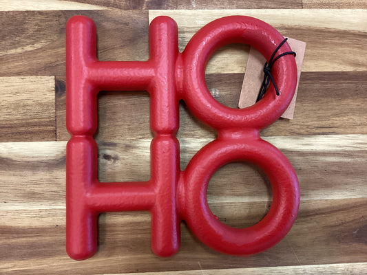 Ho ho ho cast iron trivet, red