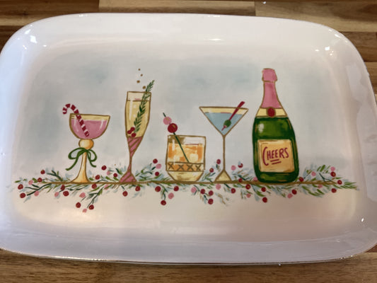 Platter with cocktails, cheers