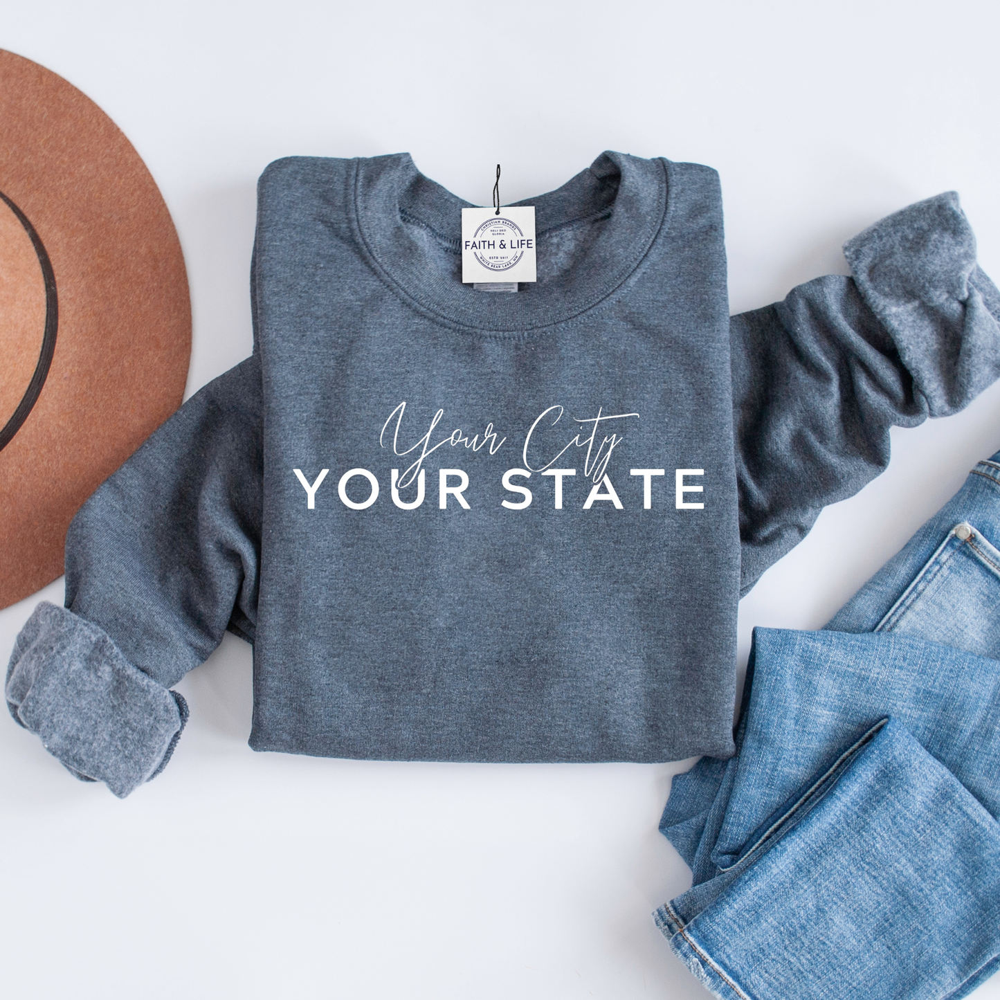 Custom Rochester, NY Sweatshirt: XL…Heather Maroon