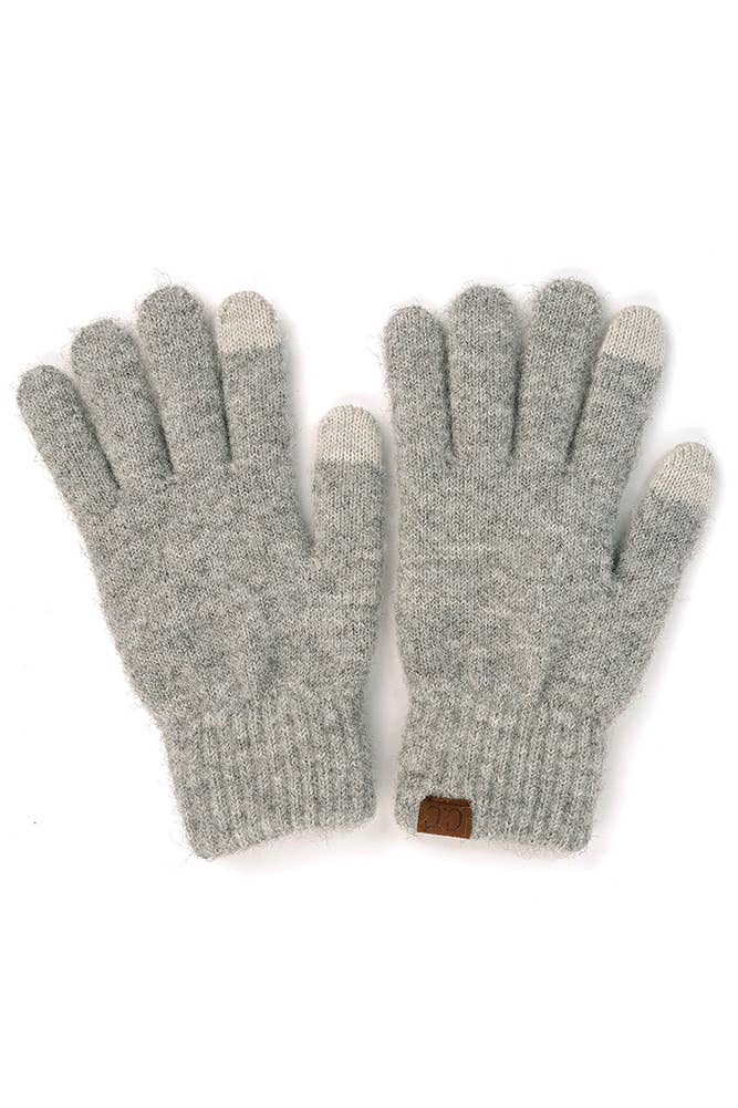 C.C Heather Knit Plain Gloves: Wine