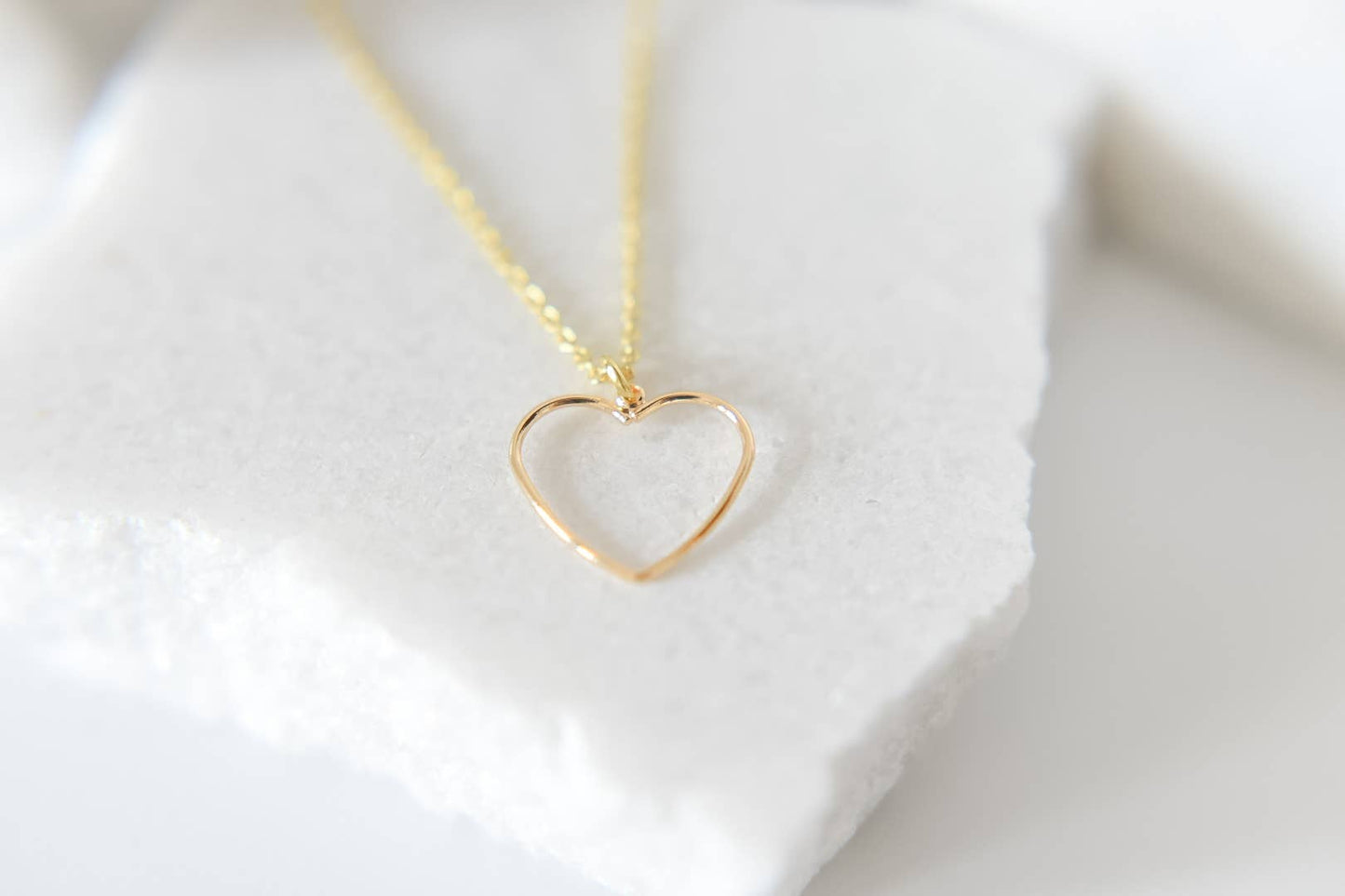 Dainty heart charm necklace 18k gold plated