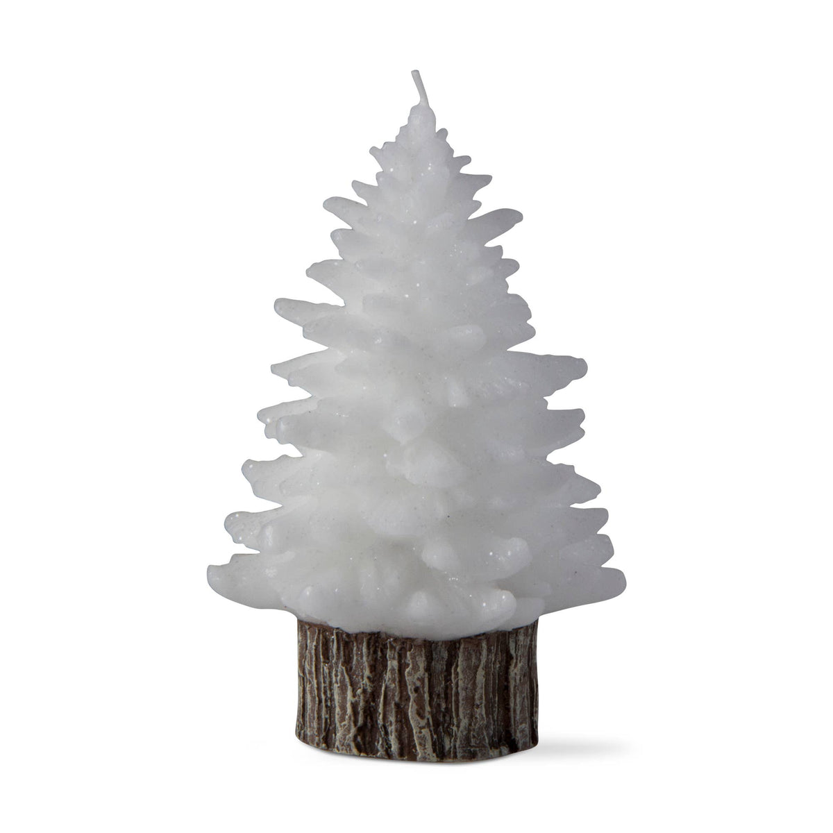 Spruce Medium Rustic Tree Candle - White