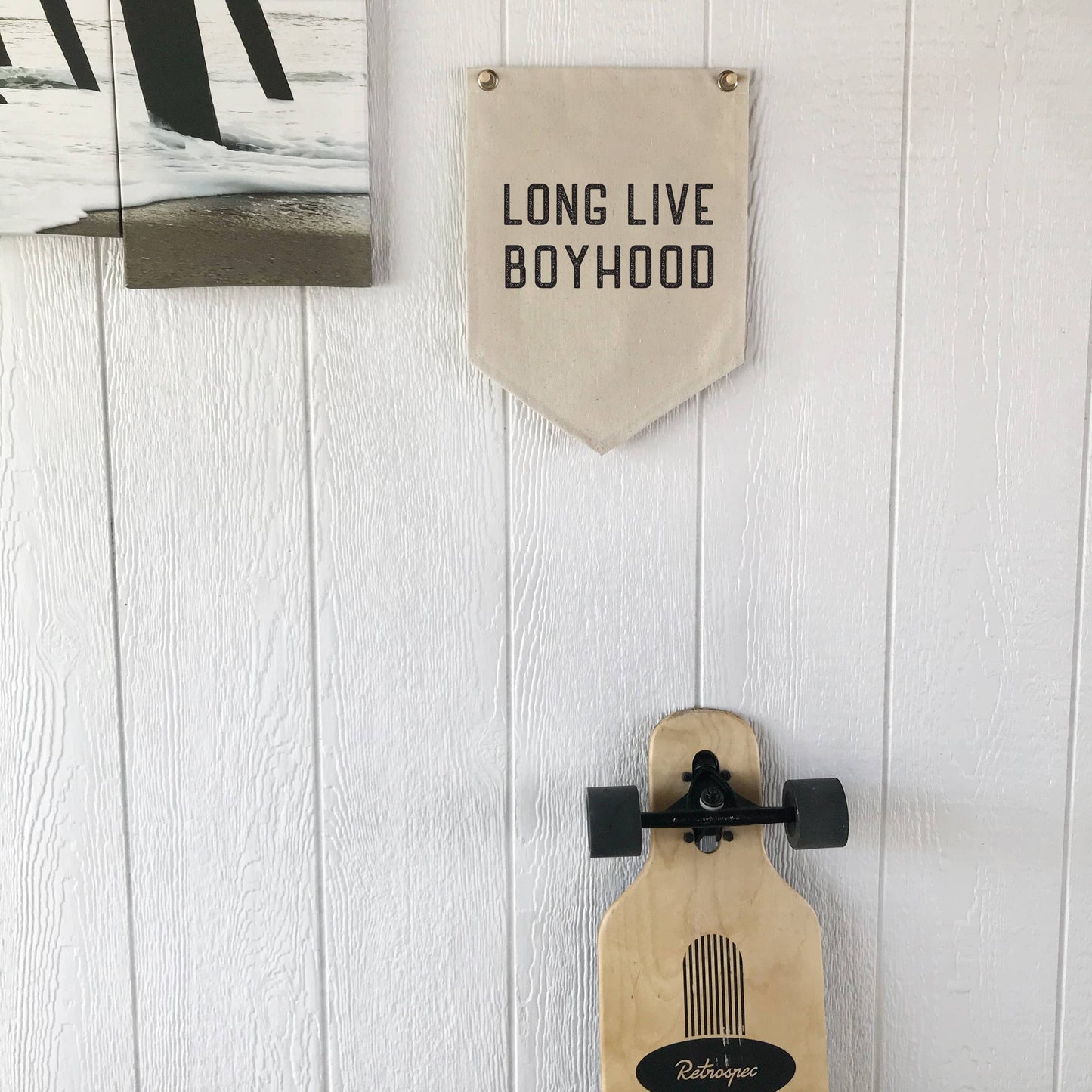 Long Live Boyhood Canvas Banner Pennant Flag Nursery Sign