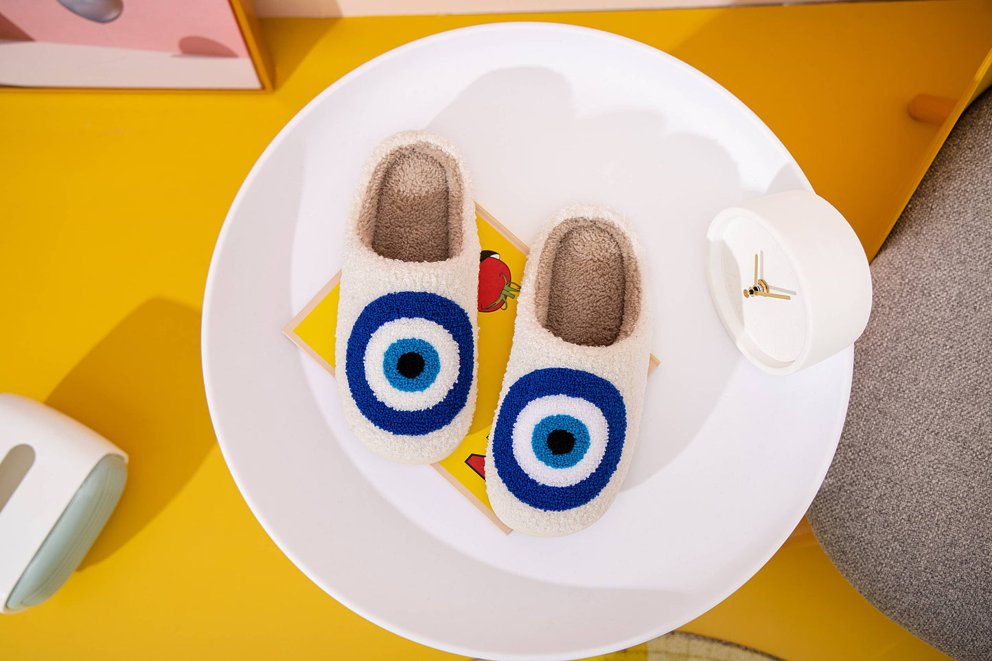 Evileye Illustrated Soft Fluffy Comfy Warm House Slipper: Large