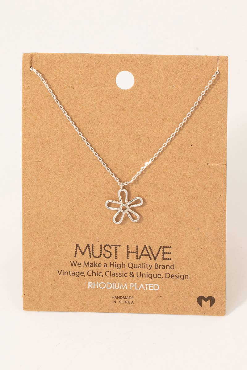 Gold Dipped Wire Flower Necklace: Silver