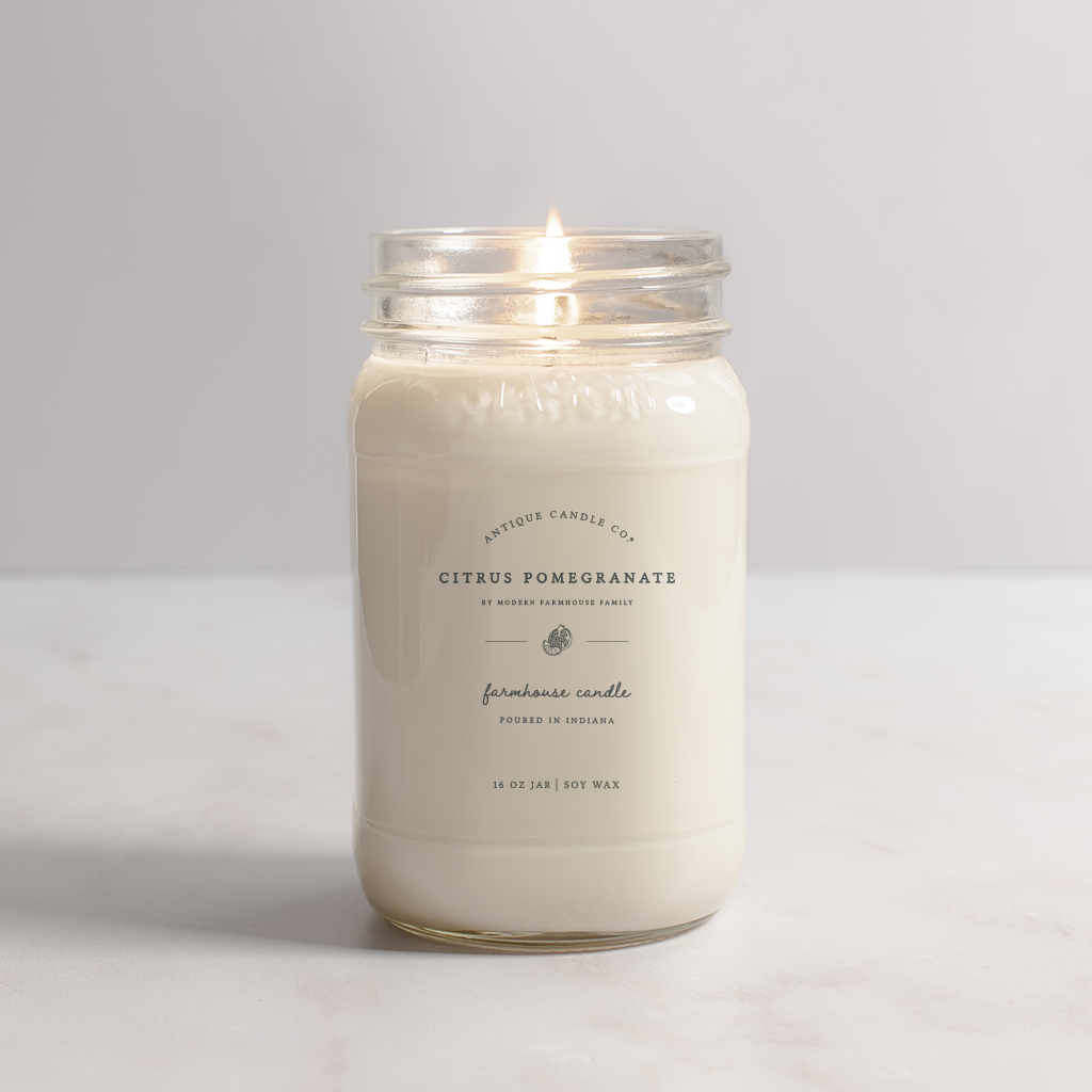 Citrus Pomegranate - Soy Wax Mason Jar Candle: 8 oz
