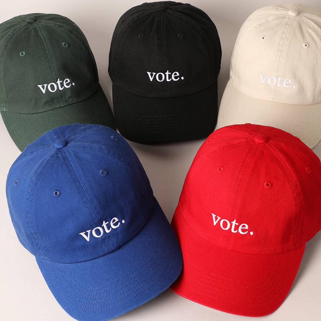 Vote Letter Graphic Embroidered Baseball Cap: ROYAL BLUE / ONE SIZE