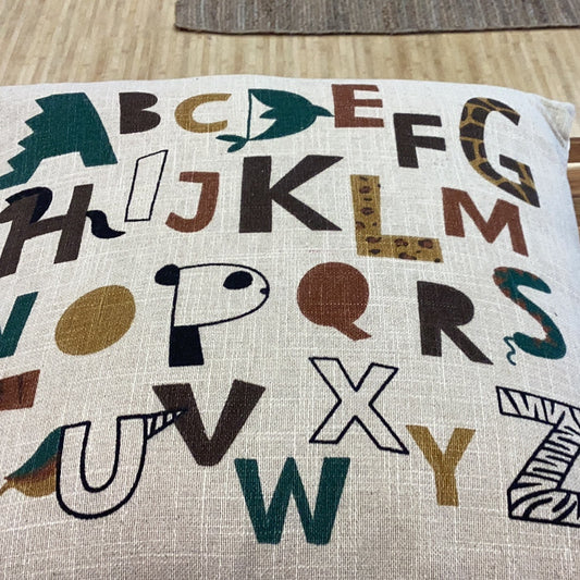 Abstract animal alphabet pillow