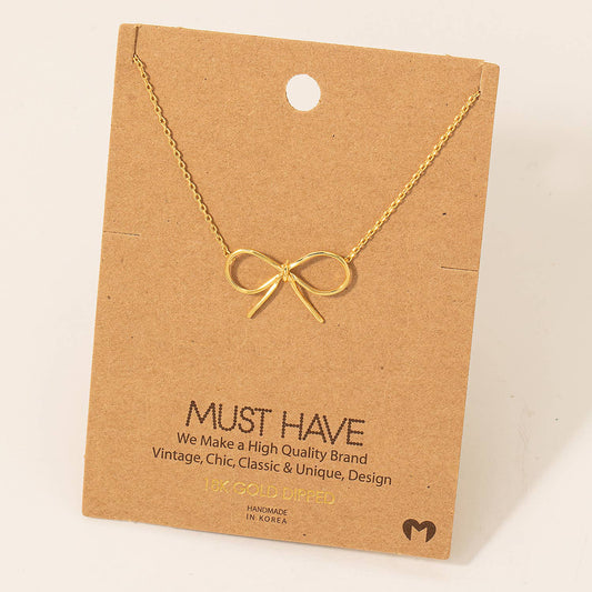 Gold Dipped Bow Tie Necklace: Gold