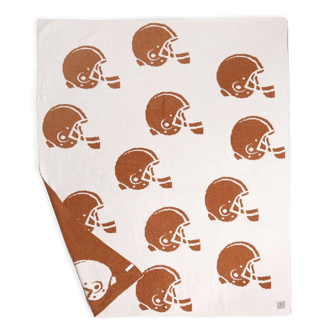 Football Helmet Throw Blanket: Brown