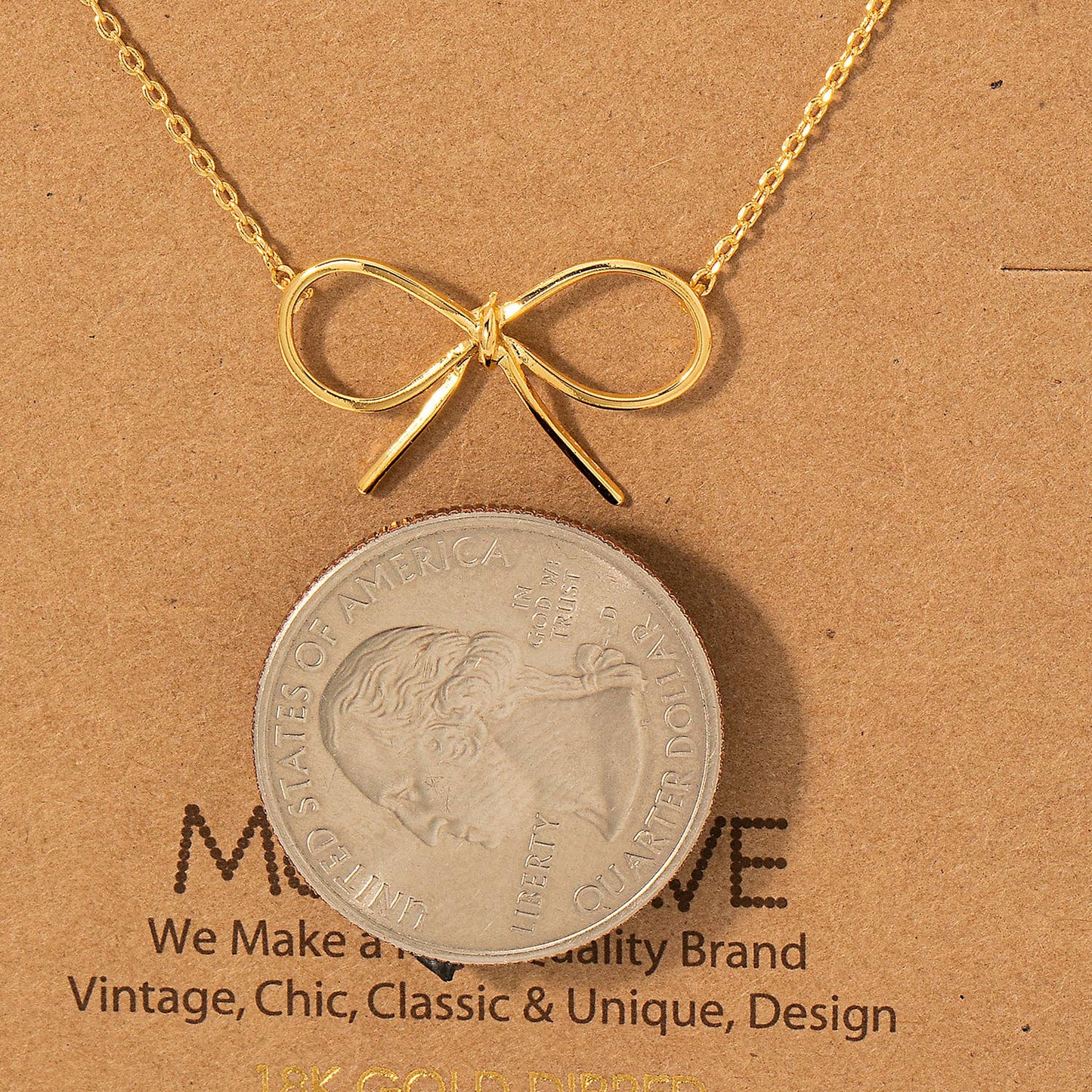 Gold Dipped Bow Tie Necklace: Gold