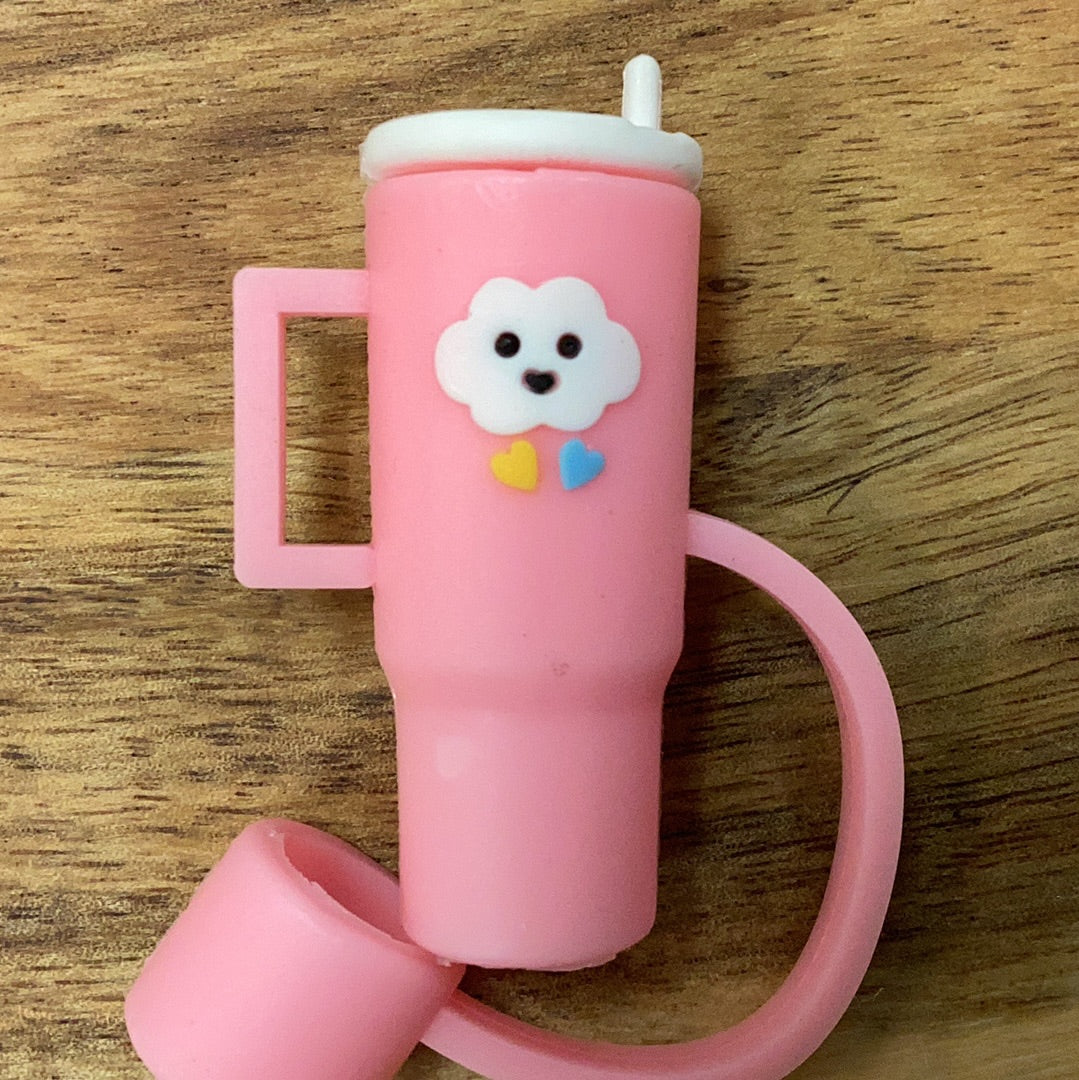 Straw Cover Pink Tumbler Accessories