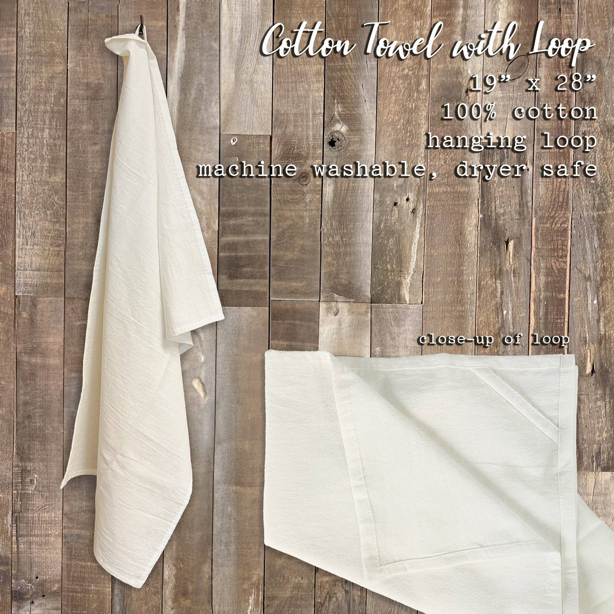 Custom zip code Cotton Tea Towel: 19" x 28" (with loop)