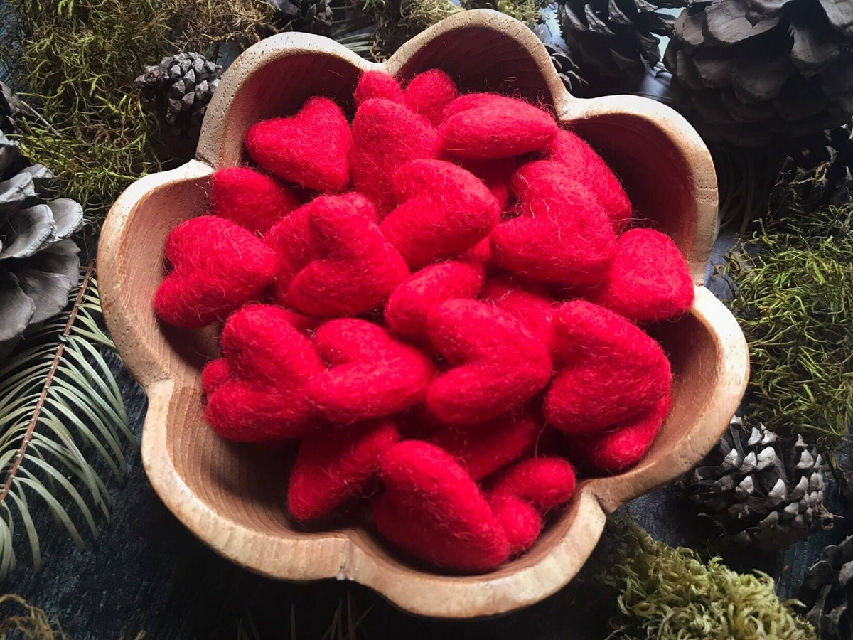 Wool Heart | Felted Wool Mini Decor | 23 Colors: Jasper Green