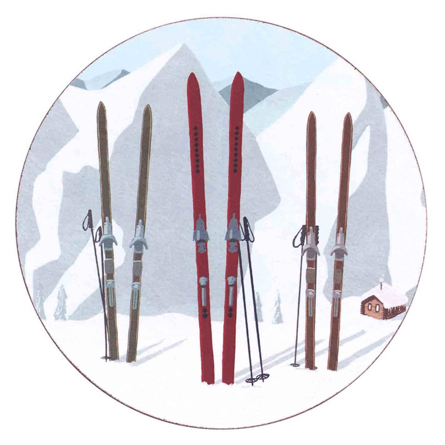 NORDIC SKI Round Coasters, Set of 4
