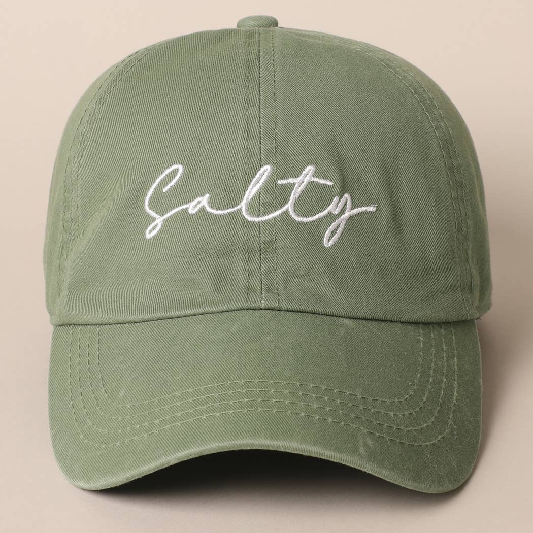 Salty Lettering Embroidery Baseball Cap: One Size / MINT